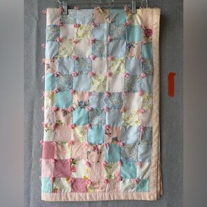Soft bright Pastel Patchwork cottage Quilt - Pink, Blue, Cream